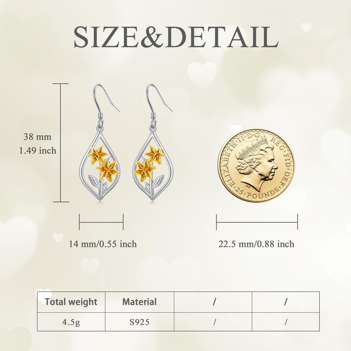 Lily Earrings Sterling Silver Lily Flower Dangle Dangling Drop Earrings Floral Jewelry Gifts for Women