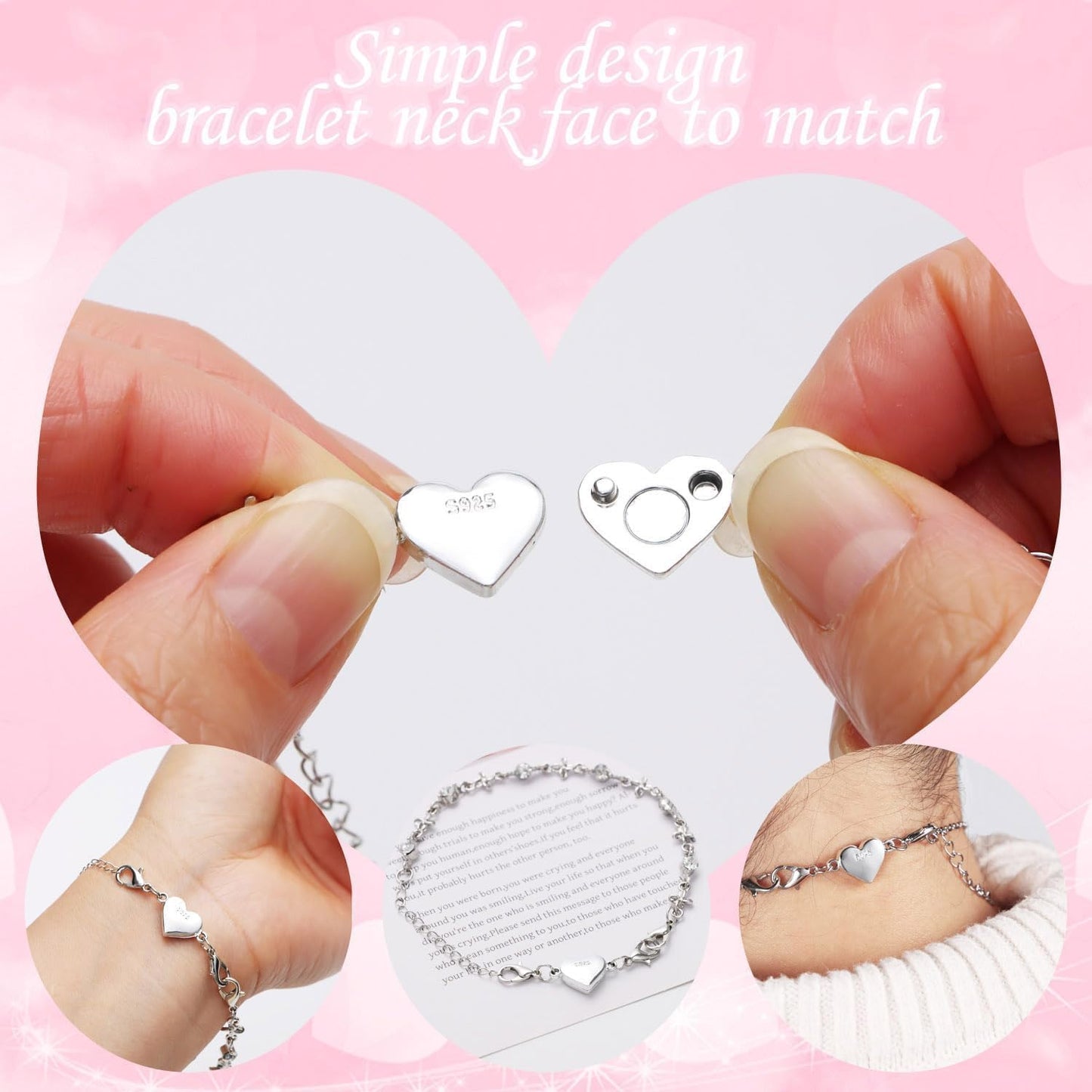 Magnetic Clasp Converter, Heart Design Lobster Clasps for Necklaces and Bracelets, Gold and Silver (2golden+2silvery)