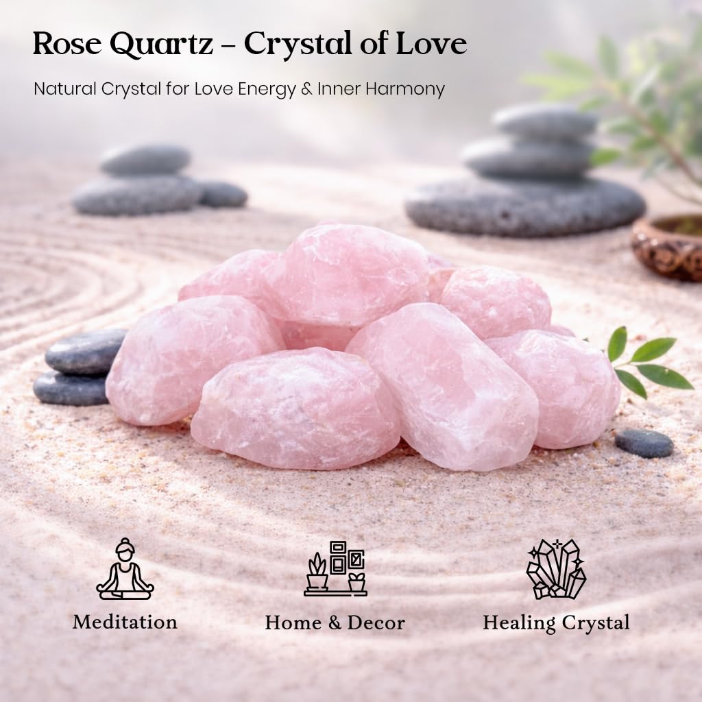 Crocon® 1LB Rose Quartz Rough Bulk Rocks Natural Stone Spiritual Gifts Raw Gemstone Crystals And Stones Tumbling Cabbing Polishing Gem Mining Chakra Balancing Reiki Healing Good Luck Home Office Décor