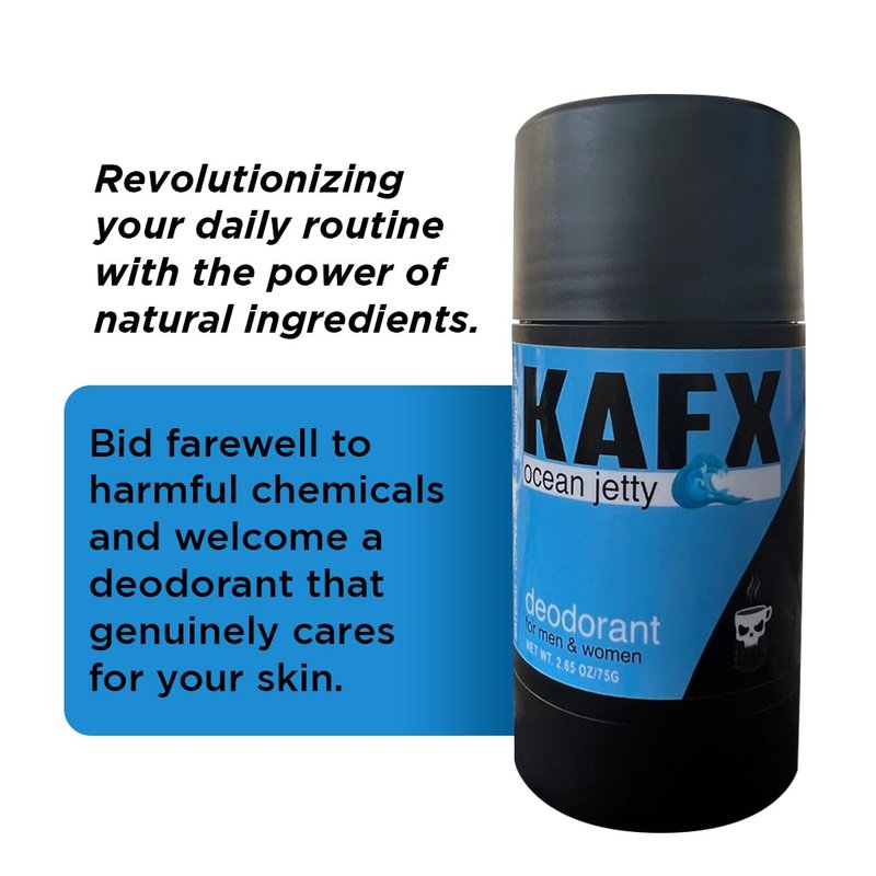 KAFX Body Ocean Jetty Deodorant with Odor-Fighting Coffee Oil, Organic Aluminum-Free Natural Deodorant for Women and Men, Long-Lasting Freshness, 2 Pack, 2.65 oz/75 g