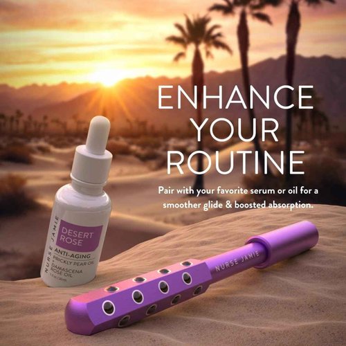 Nurse Jamie Uplift Facial Massaging Beauty Roller – Purple - Facial Massager with 24 Stones for Sculpting, Firming & Reducing Puffiness