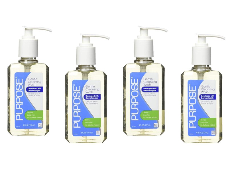 Purpose Gentle Cleansing Wash, 6 Fluid Ounce Pump Bottle (Pack of 4)