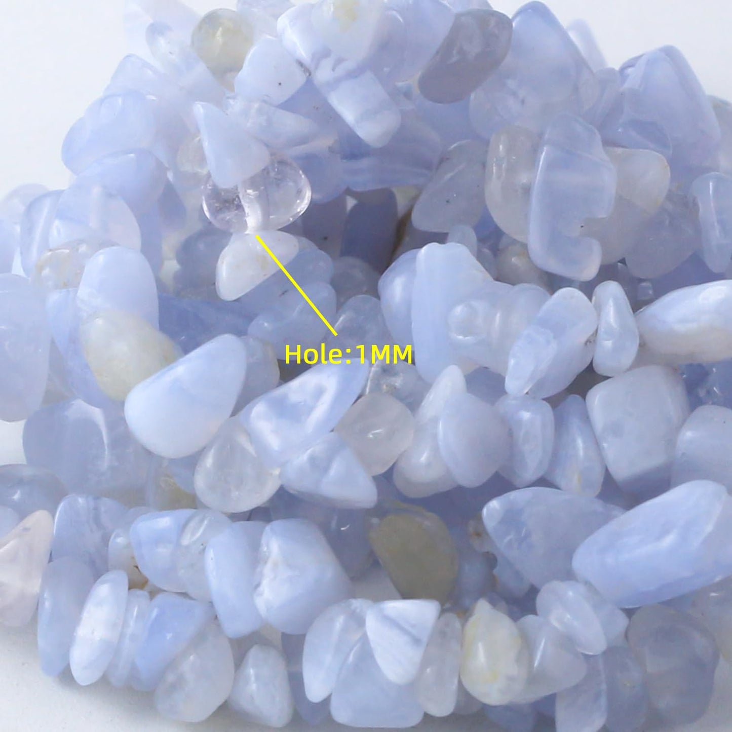 31 inches Chip Stone Loose Gemstones Beads Drilled Strand for Jewelry Making (Blue Lace)