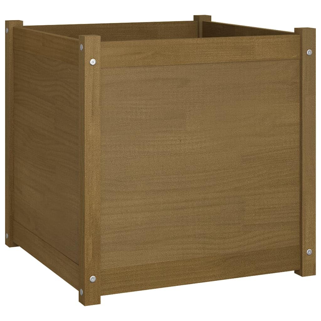 VIHHQGC Honey Brown Solid Pine Wood Large Durable Garden Planter, Rustic Outdoor Planter Box for Flowers Vegetables Herbs, Sturdy Assembled for Patio Balcony Garden Decor, 1 Piece