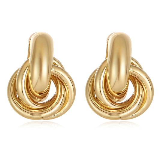 14K Gold Earrings for Women Knot Earring Studs Chunky Twisted Link Drop Statement Jewelry