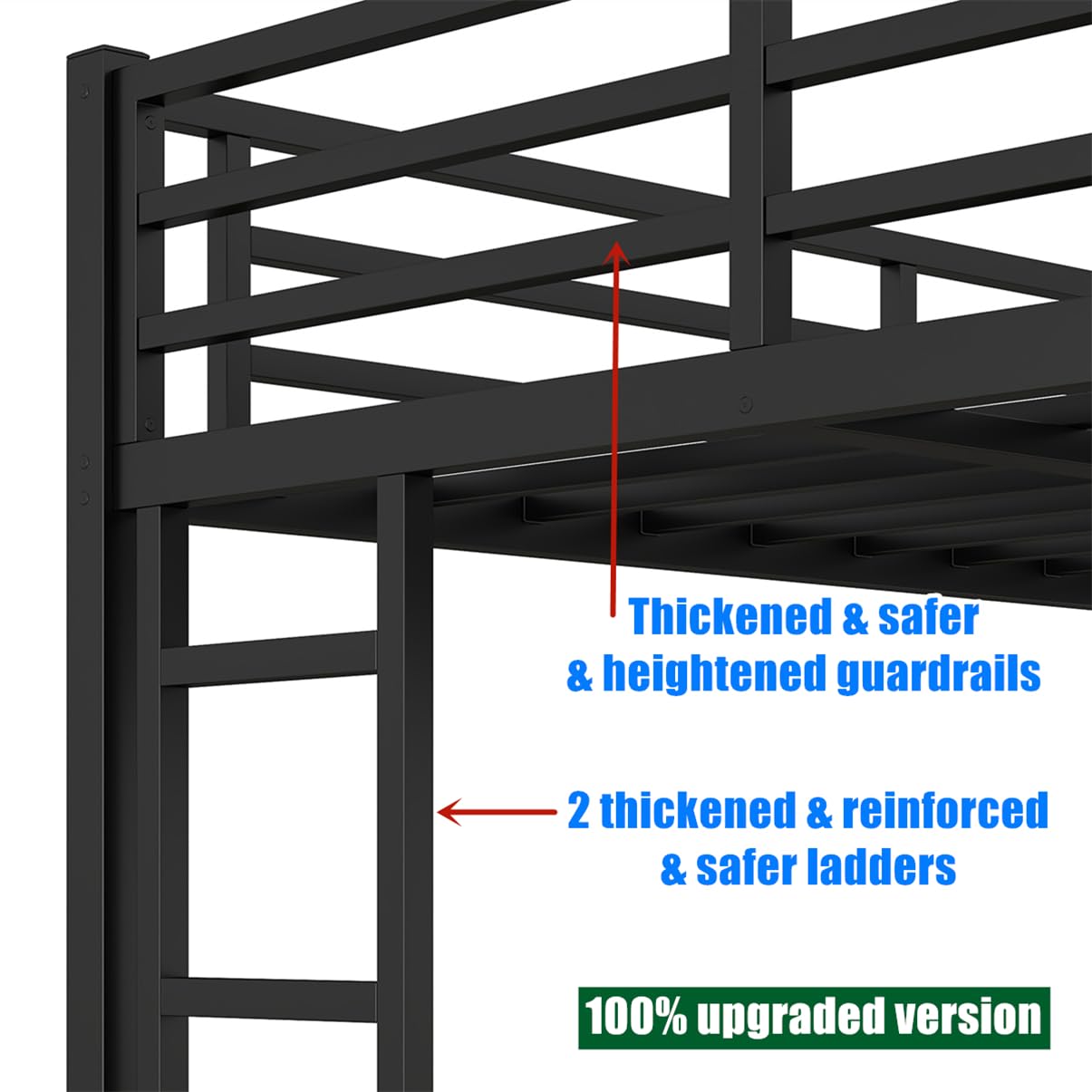 NOAHLEO Stronger & Safer Heavy Duty Metal Twin XL Over Queen Size Bunk Bed for Adults Teens, More Stable Thickened Steel Bunkbed (Twin XL Over Queen)