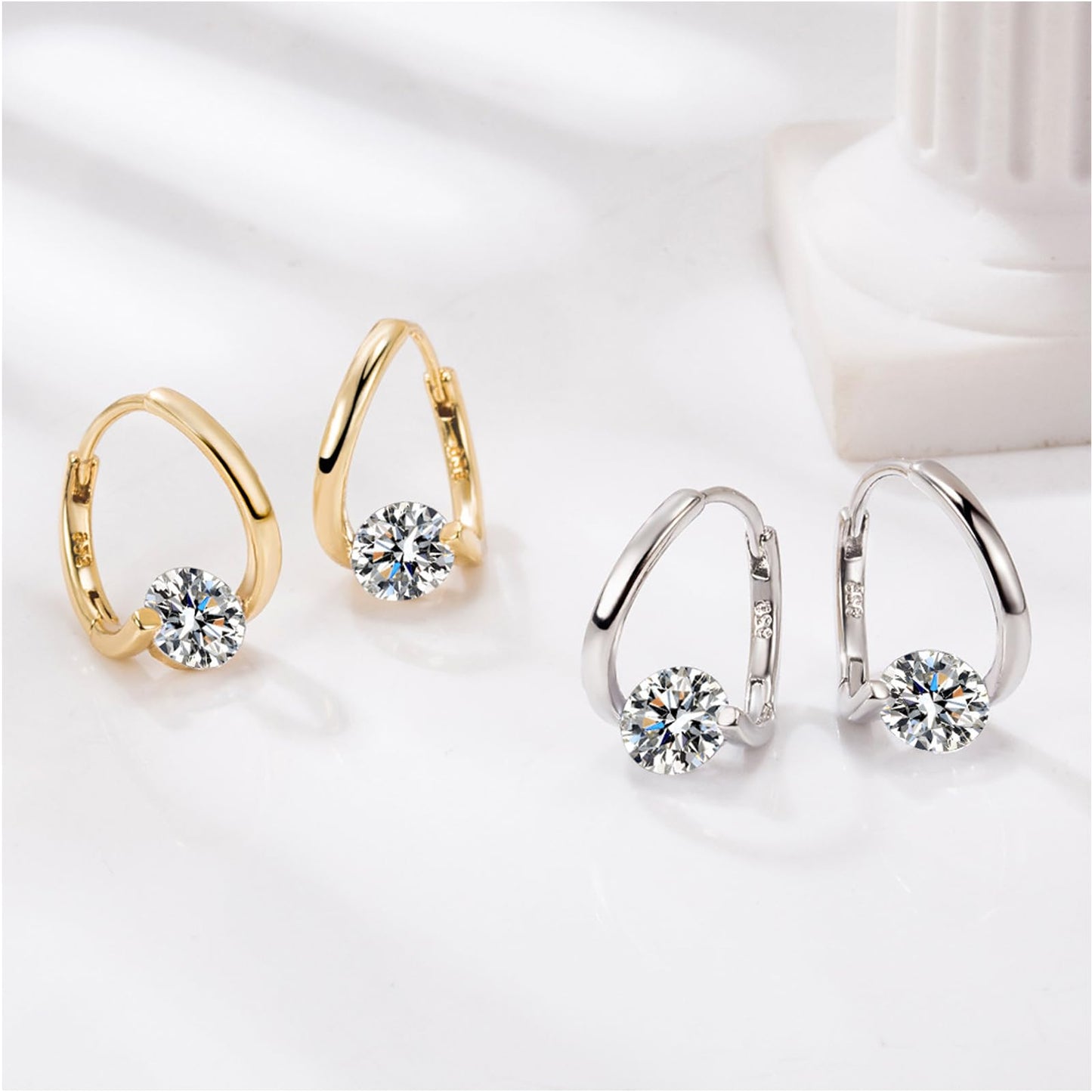 Histone Lymphvity Slimming Earrings for Weight Loss Women 2 Pairs Flysmus Drainage Germanium Earrings Minimalist CZ Hoop Earrings Charm Jewelry Gift(AC)