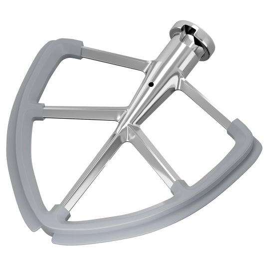 6QT Stainless Steel Flex Edge Beater for KitchenAid Mixer Professional 6 Quart Paddle Attachment Compatible with Kitchen Aid Accessories KD2661X, KP2671X with Silicone Edges Scraper