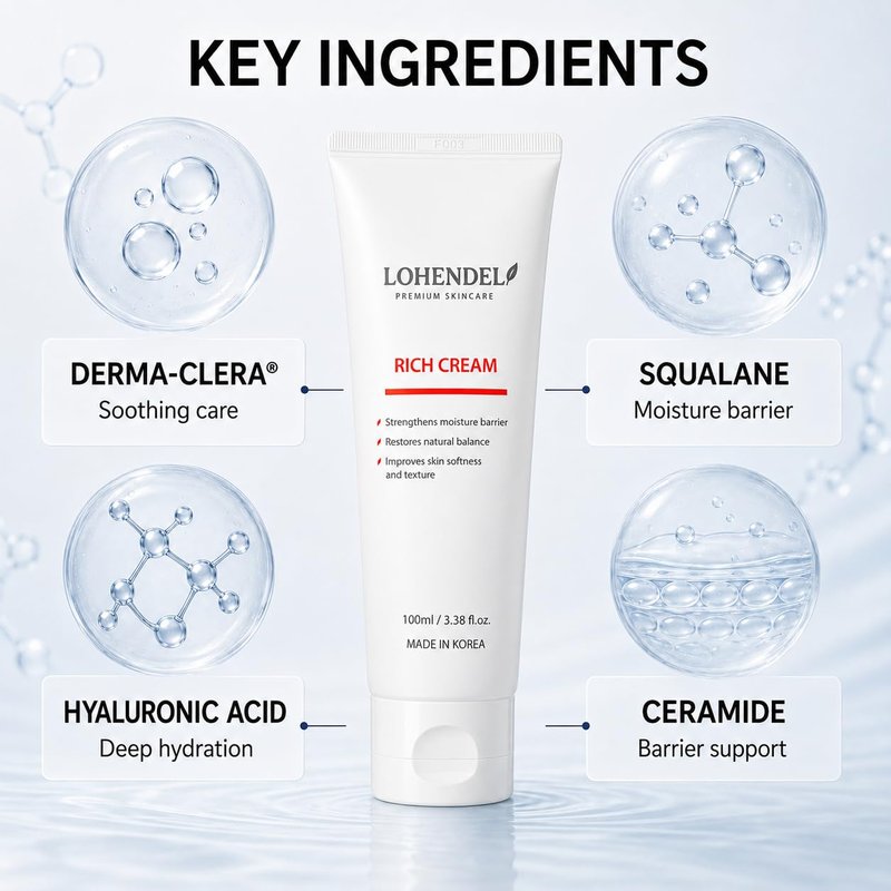 LOHENDEL Rich Cream - Soothe Irritated Skin, Intense Moisturizer