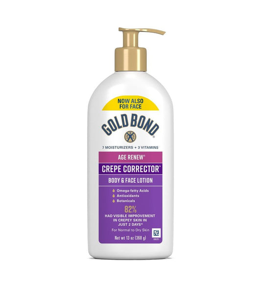Gold Bond Age Renew Crepe Corrector Body Lotion, Improves & Tightens Crepey Skin, Replenishing & Smoothing Moisturizer, 24-HR Hydration, Hypoallergenic, Dermatologist-Tested, 14 Oz