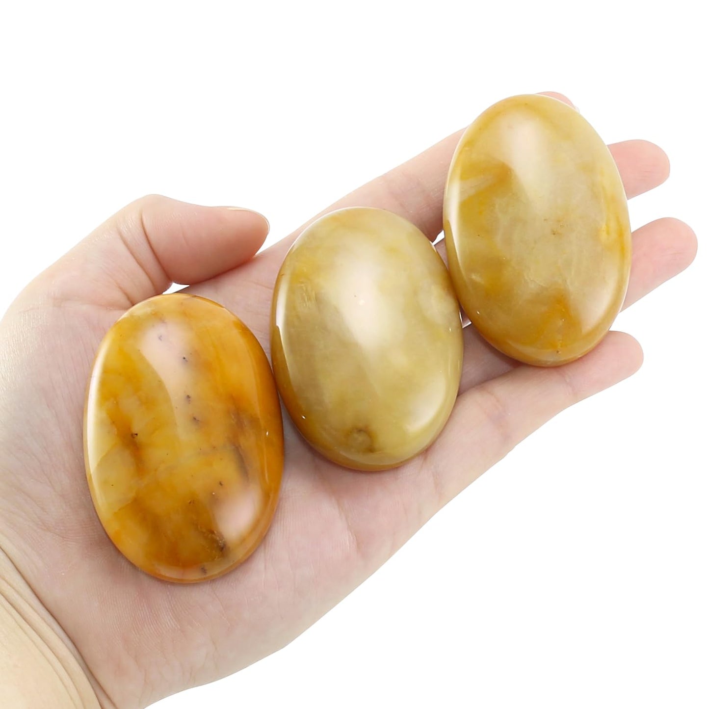 Nvzi Citrine Crystal Palm Stone, Worry Stones, Crystals and Healing Stones, Polished Rocks, Natural Gemstones, Chakra Stones for Healing Crystals Daily Use