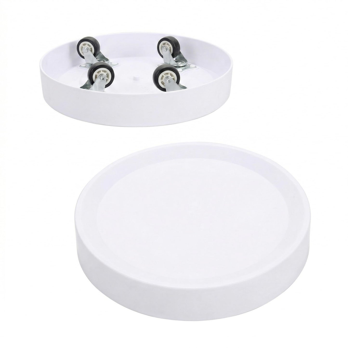 KangTeer 10inch Mobile Plant Stands with Wheels 2Pack White Plant Caddy with Hidden Wheels,Flower Pots Rolling Tary,Round Trolley for Indoor Outdoor (10inch)