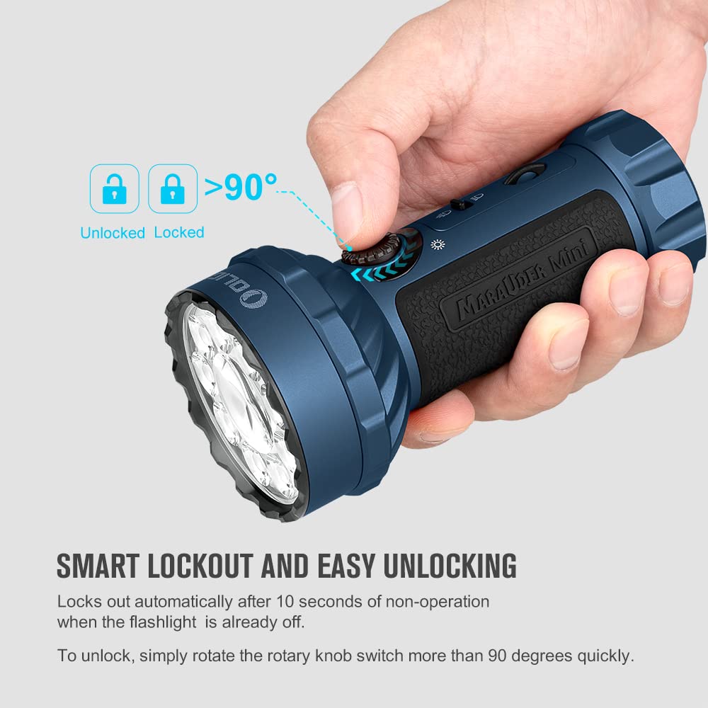 OLIGHT Marauder Mini 7,000 Lumens Bright Flashlight with 600 Meters Beam Distance, Powerful RGB Lights, Magnetic Rechargeable for Outdoors Work, Hunting, and Searching(Midnight Blue)
