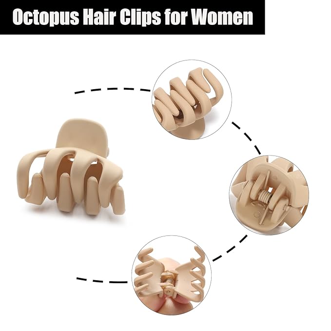 Cobahom 12 Pack Small Hair Claw Clips 1.2 Inch Matte No-Slip Mini Hair Clips for Thin Hair Styling Accessories for Women and Girls (Apricot)