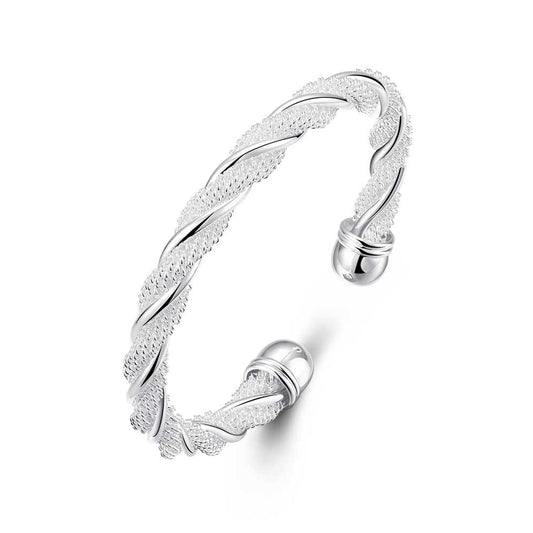 925 Sterling Silver Bracelets Cuff Bangle Bracelet Open Adjustable Wide Cuff Bracelet for Women Teen Girls Fashion Jewelry (silver M)