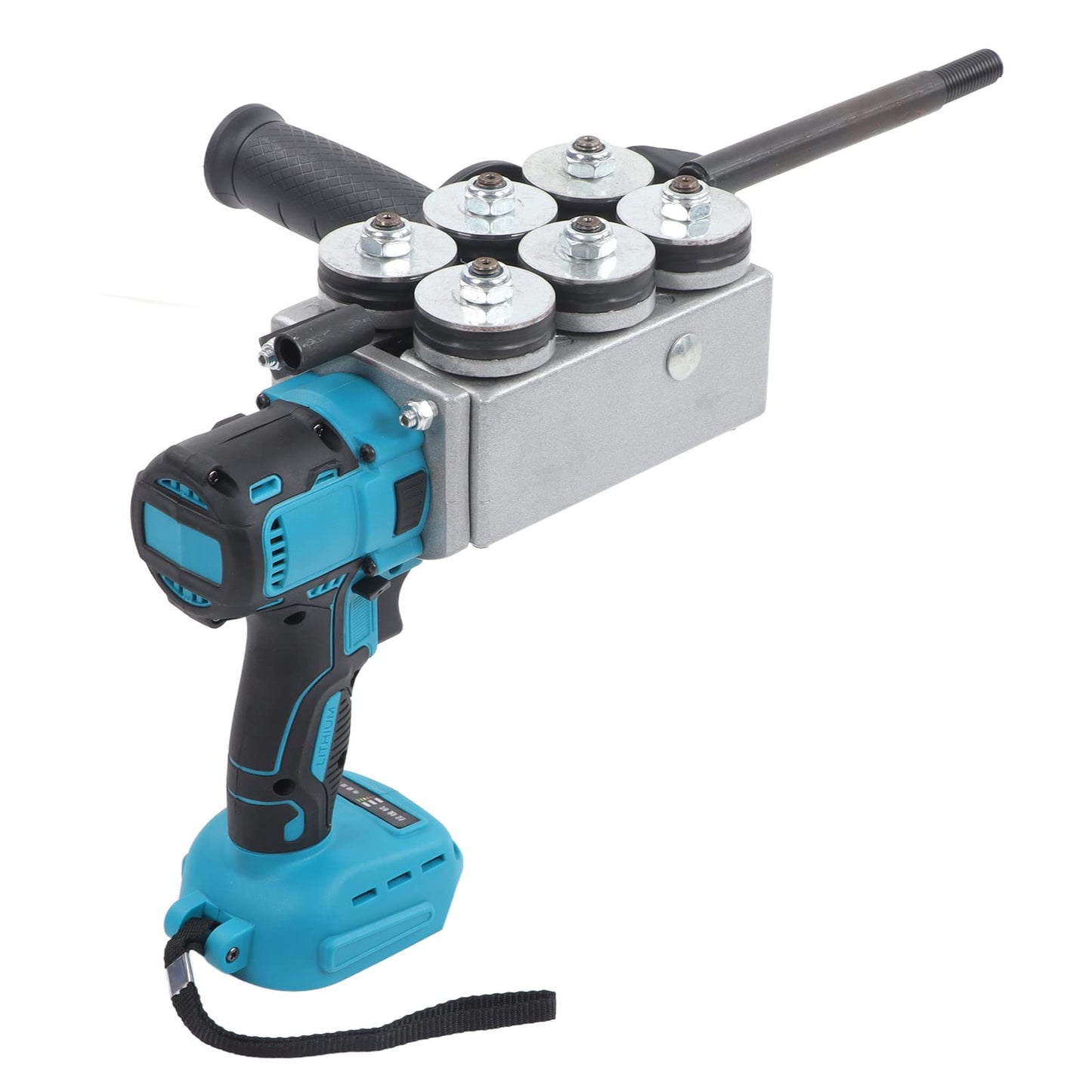 Automatic Wire Stringing Machine, Angle Adjustable Fish Tape Tools with 6 Spare Rubber Wheel, 21V Electric Cable Pipe Wearer Stringing Machine for Construction Hydropower