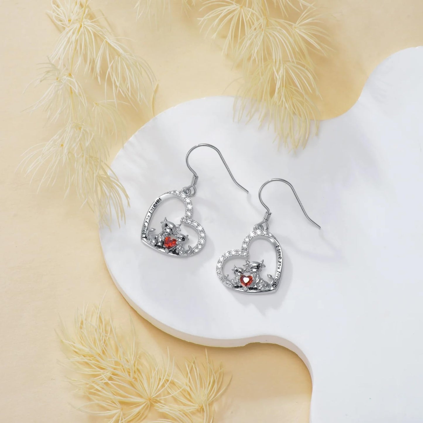 PROESS Highland Cow Earrings for Women Sterling Silver Mother Daughter Cow Earrings Scottish Cows Jewelry Christmas Gift