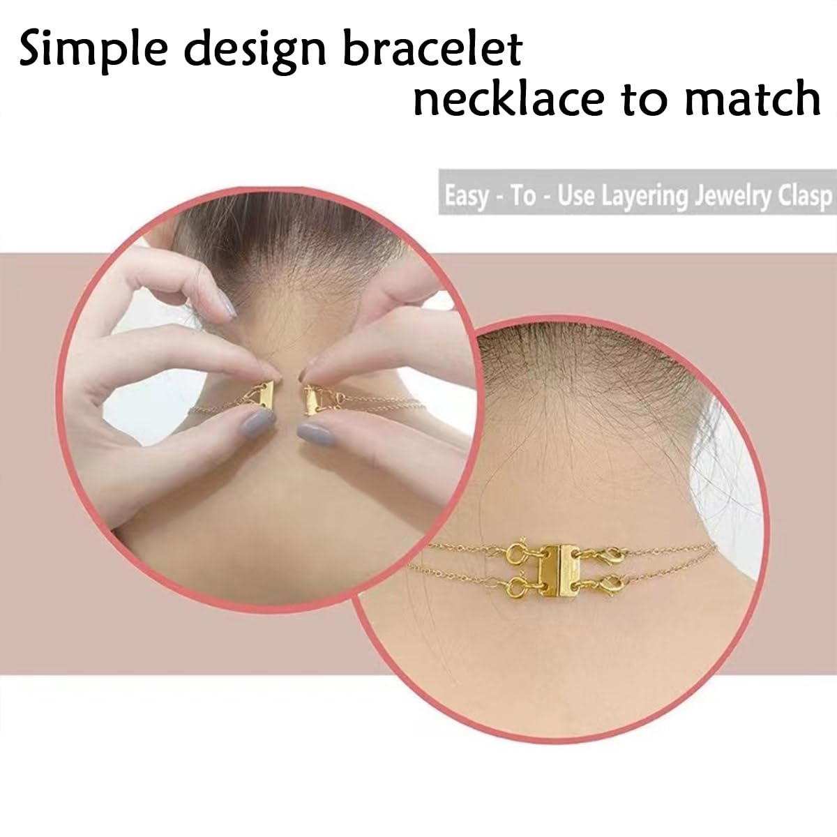 Layering Magnetic Necklace Clasps, Multiple Necklace Clasp,Necklace Clasps for Layered Look，Stainless Steel Chain Link Clasps for Necklaces and Bracelets, Silver, Gold (2golden 3golden A)