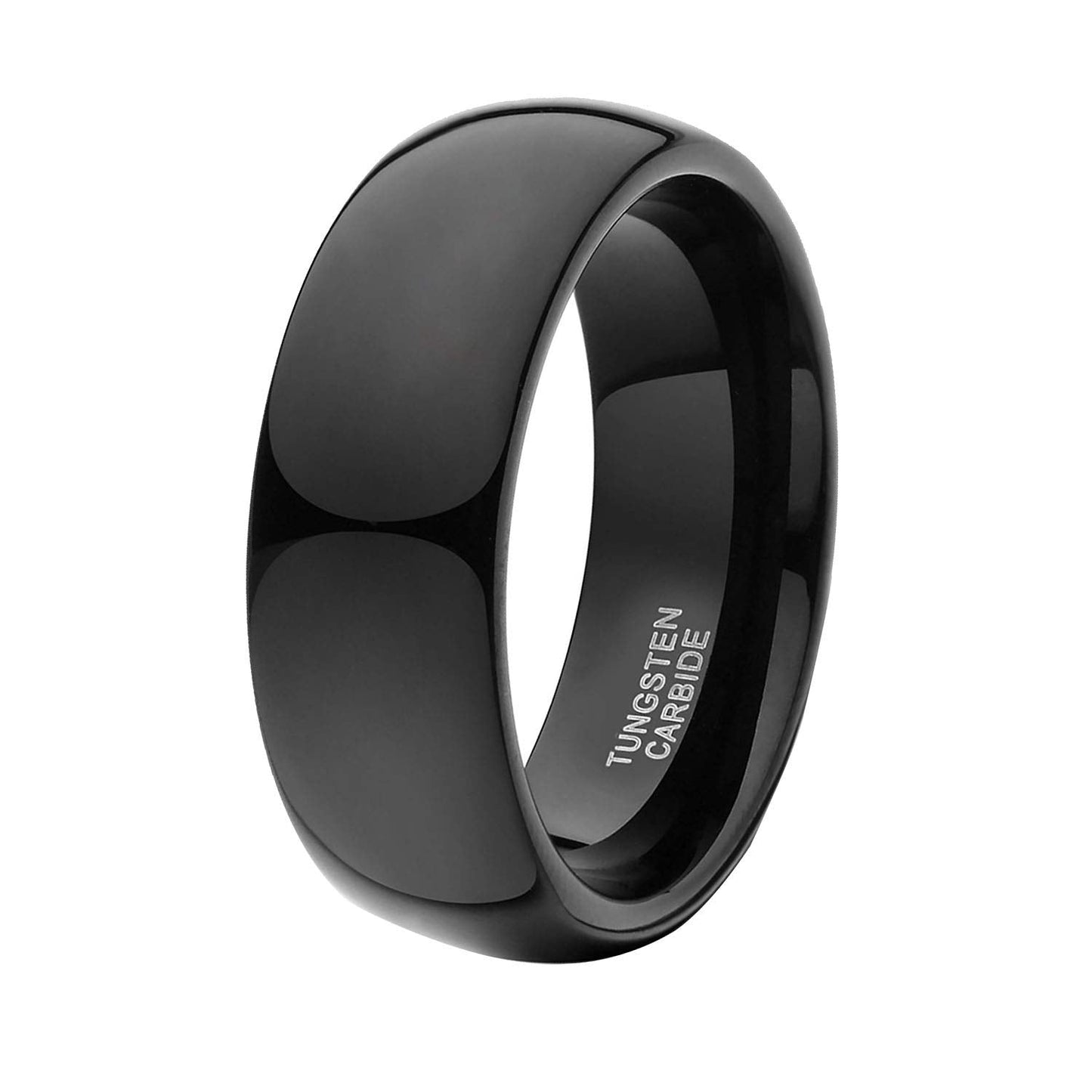 TRUMIUM 8mm Black Ring Band Tungsten Wedding Band for Men Women High Polished Dome Comfort Fit Size 13
