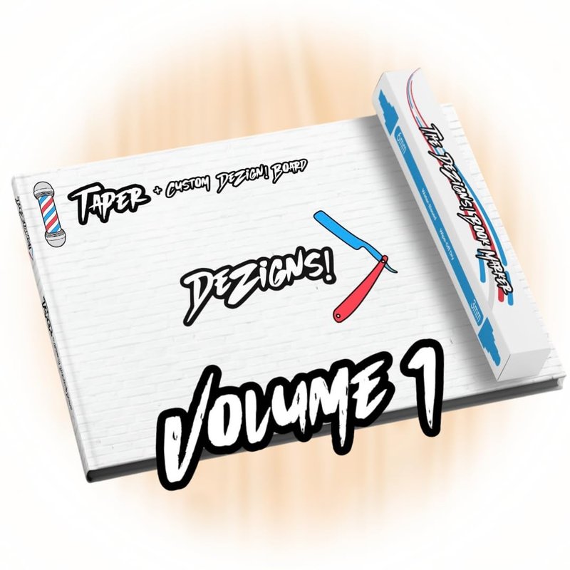 The DeZigns! Book Volume 1: Back and Side Taper Plus Custom DeZigns! Dry Erase Marker Board for Barbers - Inspiration Hair Design Catalog for Clients