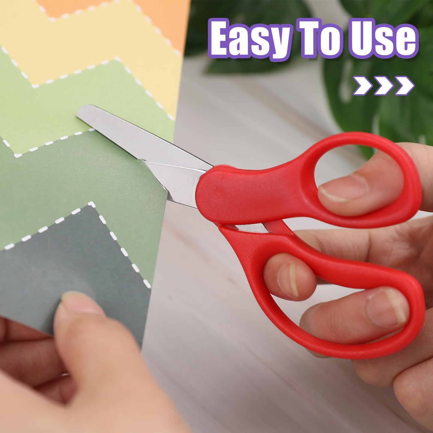 BURVAGY 48 Packs 5" Small School Student Blunt Tip Craft Kids Scissors, Stainless Steel Blades Comfort Grip 5 Inch Safety Scissors Bulk for Children Toodler Cutting Paper
