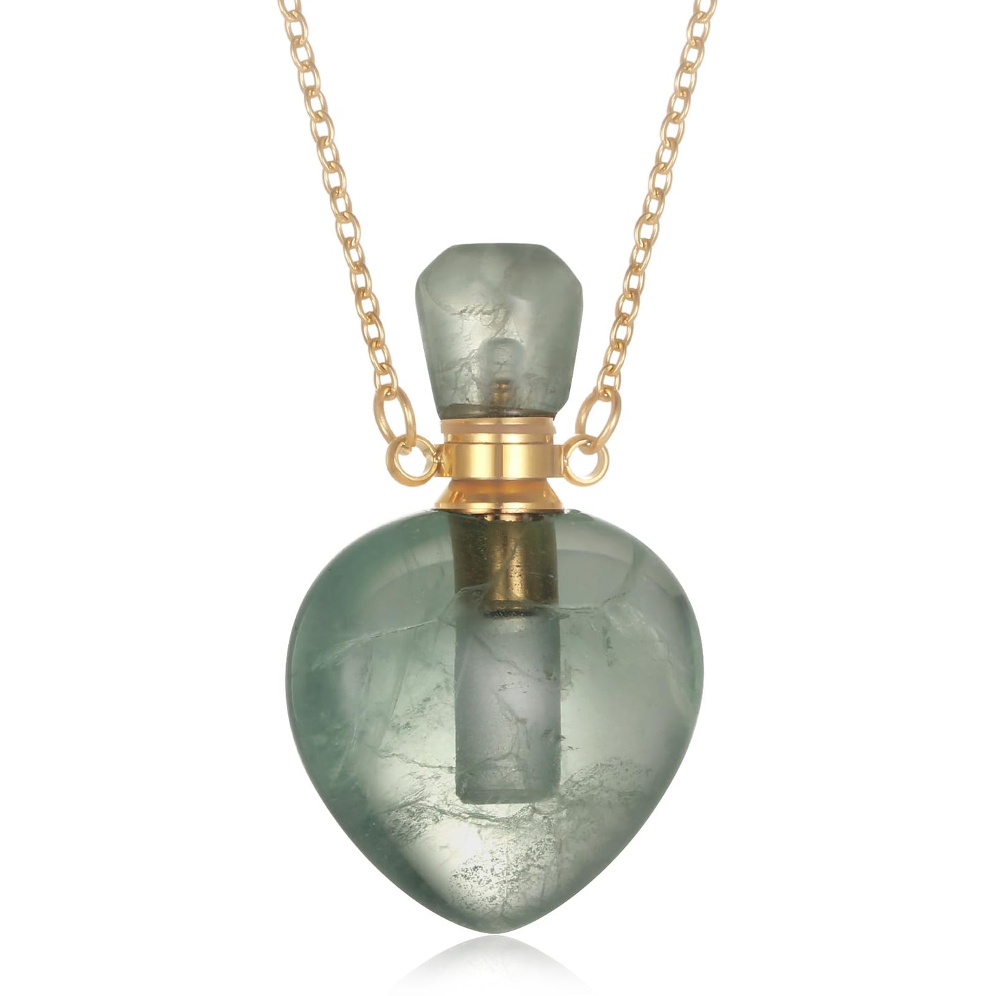 STEFWD Natural Crystal Cremation Jewelry For Ashes - Heart Urn Necklace Hold Loved Ones/Pet Ashes Keepsake Memorial Pendant For Women (Customize)