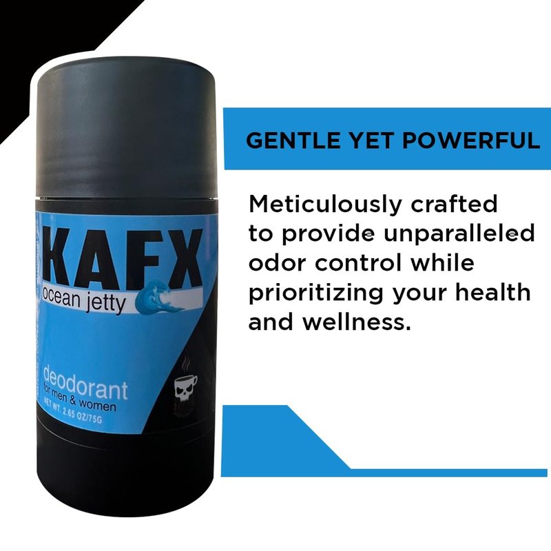 KAFX Body Ocean Jetty Deodorant with Odor-Fighting Coffee Oil, Organic Aluminum-Free Natural Deodorant for Women and Men, Long-Lasting Freshness, 2 Pack, 2.65 oz/75 g
