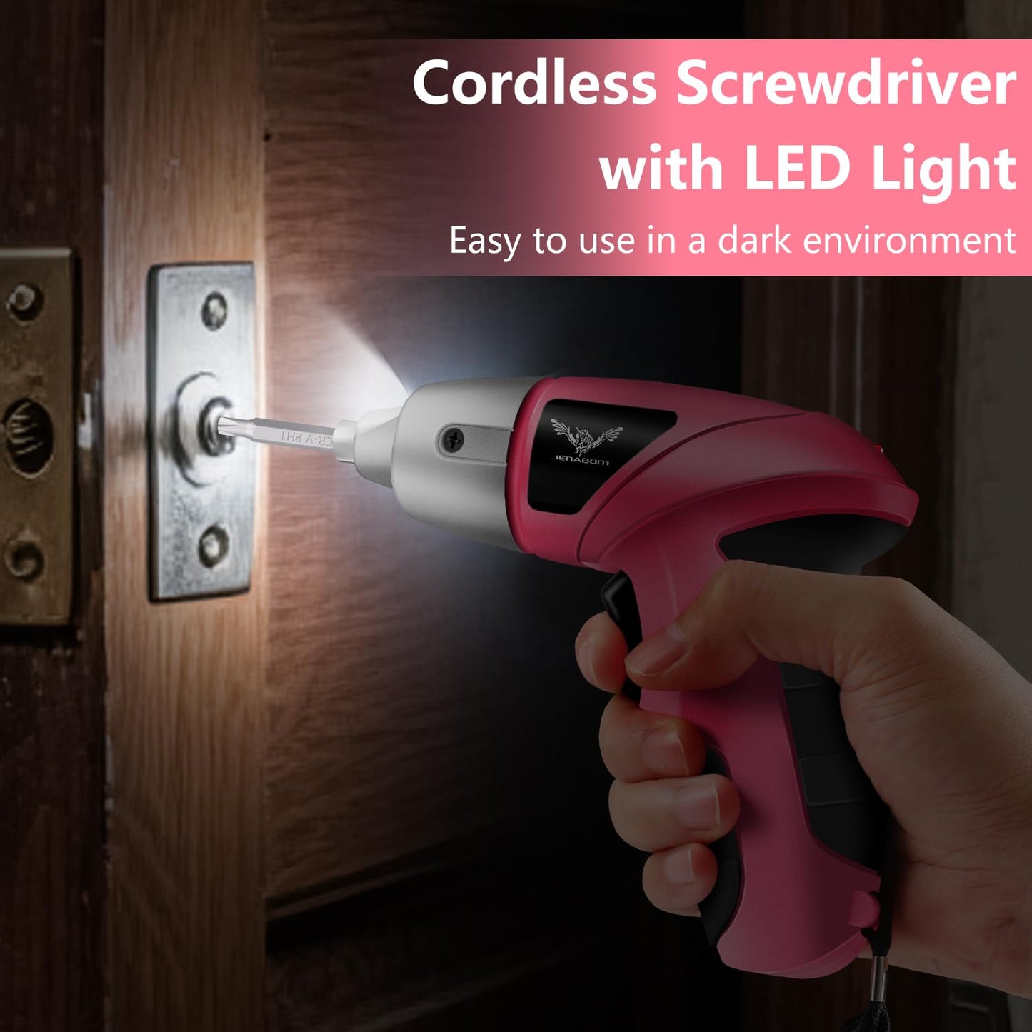 Electric Screwdriver 3.7V Pink USB Small Power Screwdriver Set. Cordless & Rechargeable with Driver Bit Set