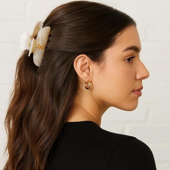 Acrylic Letter Hair Clips for Women - Monogram Hair Claw Alphabet Large Hair Clip, Fashion Glitter Claw Clips Elegant And Durable Hair Accessory, Letter R