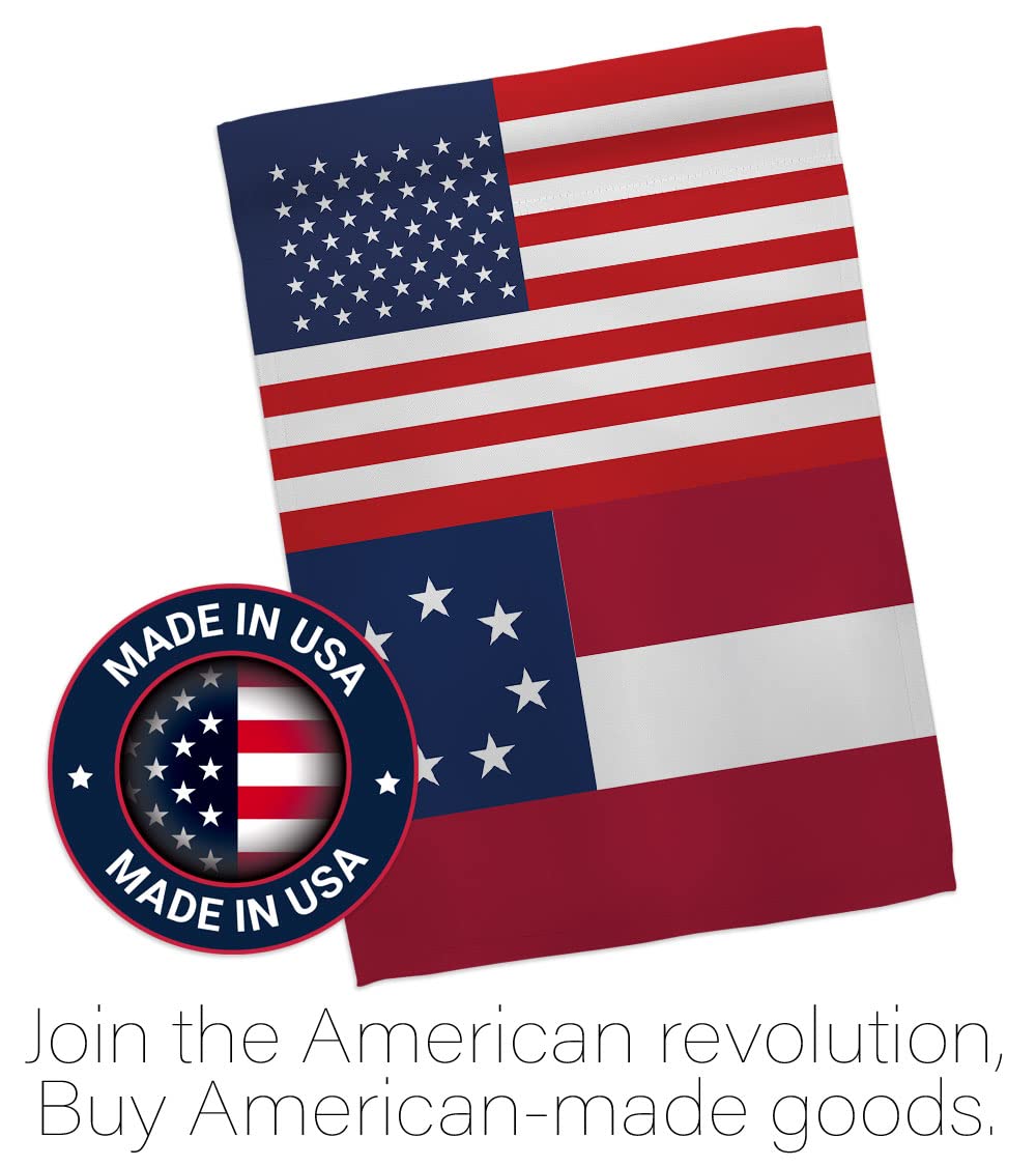 US Star & Bars Garden Flag - Set with Stand Patriotic Historic July Memorial Veteran Independence United State American - House Decoration Banner Small Yard Gift Double-Sided Made in USA 13 X 18.5