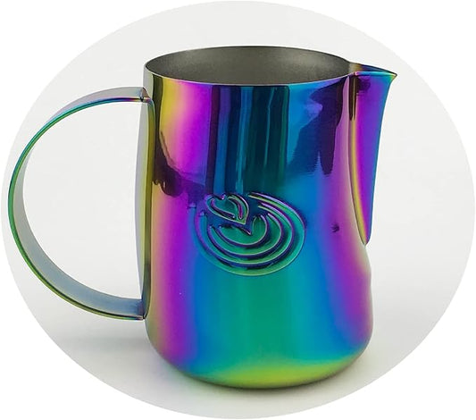 Barista Swag Curved Body Coffee Milk Frothing Cup for Espresso Machines Latte Art 500ml Steaming Pitchers (Mirror Multicolor)