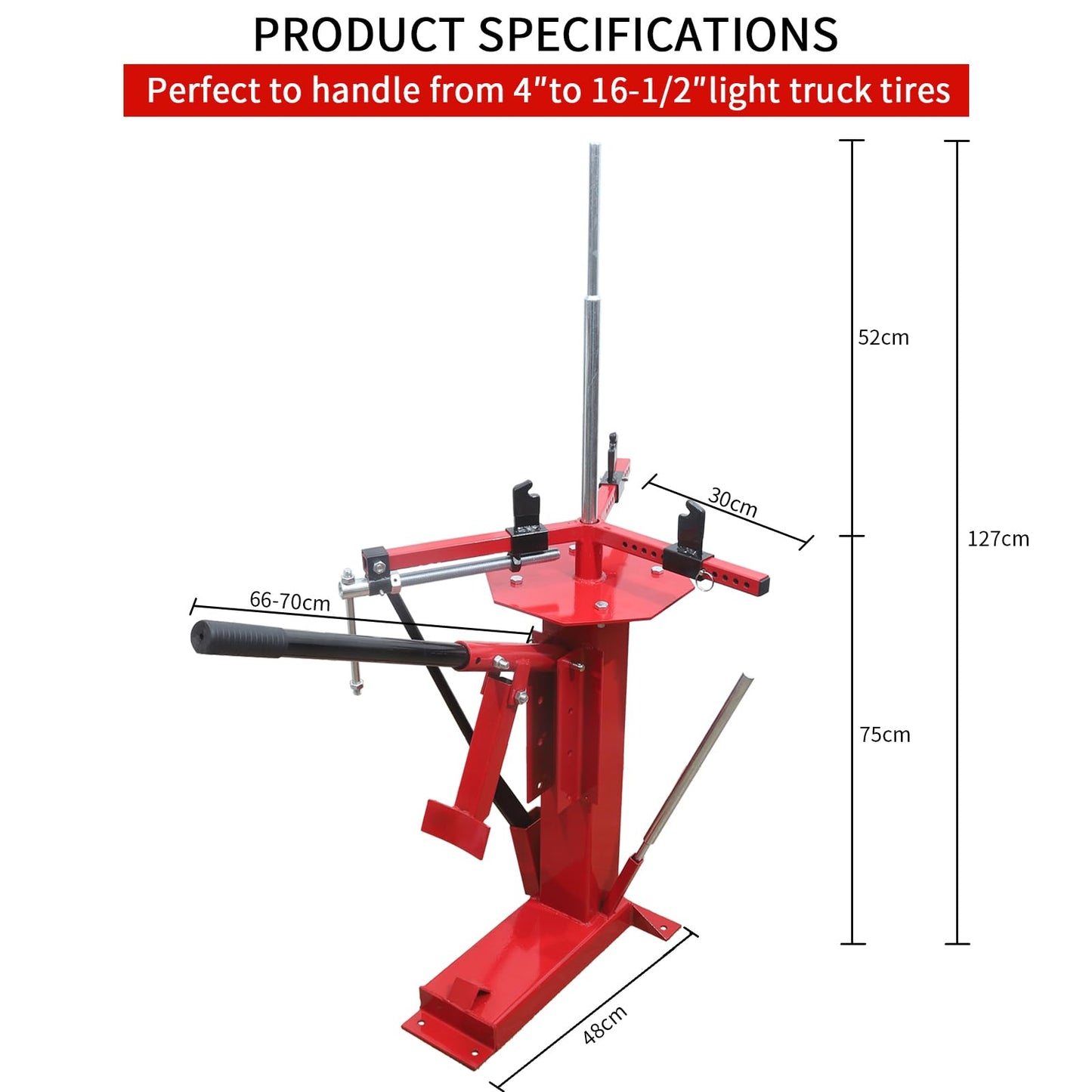 GETTKAOR Portable Steel Multifunctional Manual Tire Changer Machine, Hand Tire Bead Breaker for Motorcycles, Go-Karts, Trailers, Bikes, ATVs, Trucks with Rim Sizes from 4" to 16.5"