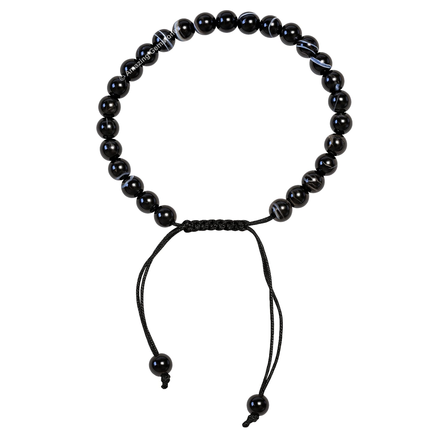 Amazing Gemstone Black Sulemani Hakik Bracelet for Women Men's Gifts - Protection Healing Crystal Bracelet - 6mm Gemstone Beaded Adjustable Bracelet Pulseras Para Hombres Mujer Stocking Stuffers