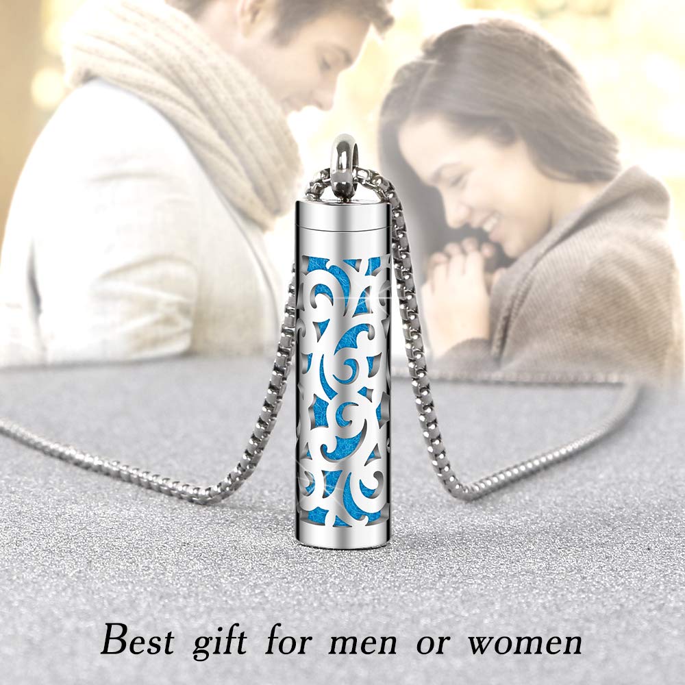 Maromalife Essential Oil Necklace for Women, 316L Stainless Steel Aromatherapy Pendant Diffuser Necklace, Essential Oil Jewelry Gift for Men Women, Christmas, Birthday