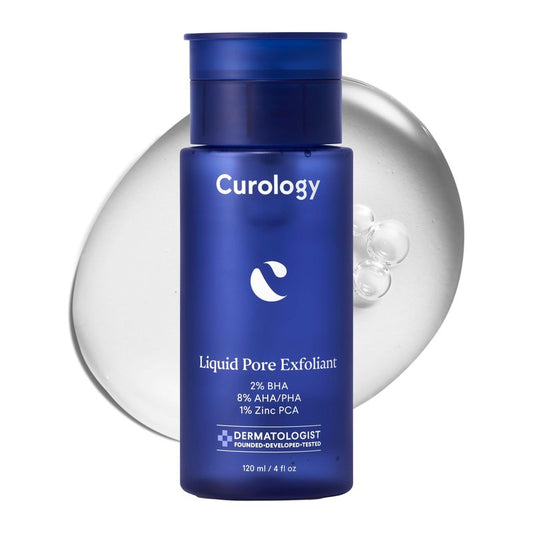 Curology Liquid Pore Exfoliant, 2% BHA Salicylic Acid, 8% AHA/PHA Lactic Acid, and 1% Zinc PCA, Brightening and Exfoliating Facial Skin Care, 4 fl oz