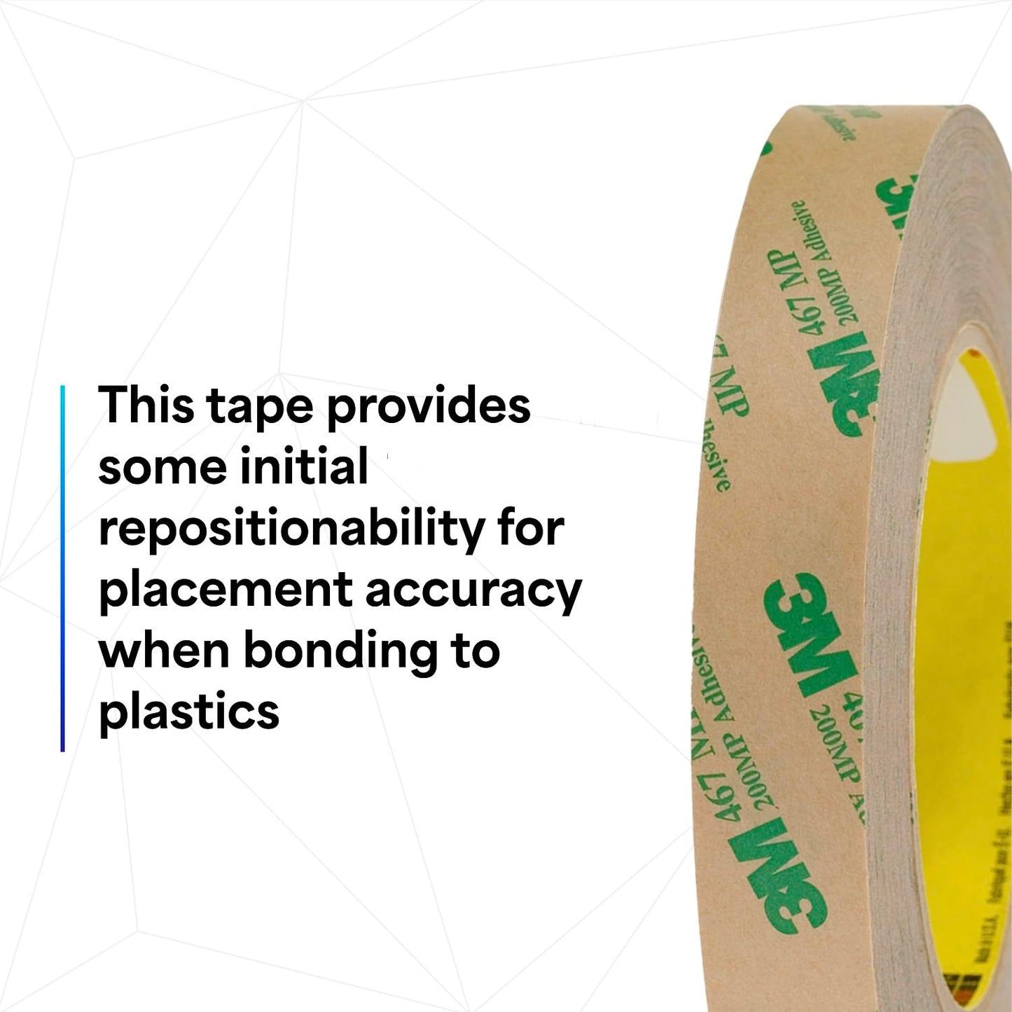 3M 468MP Adhesive Transfer Tape, 1" Width x 20yd Length (1 roll)
