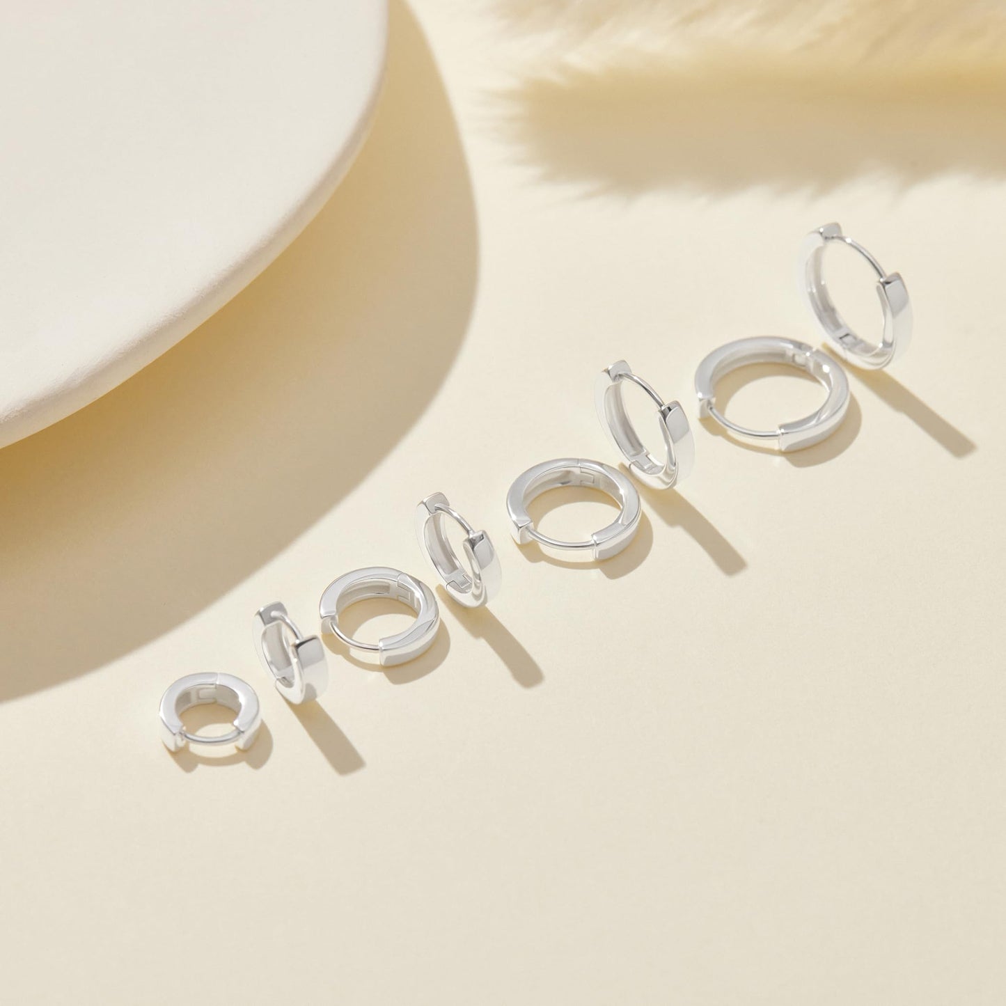 Chunky Hoop Earrings for Women Silver Plated Huggie Cartilage Earrings Set for Multiple Piercing Lightweight Jewelry for Gifts