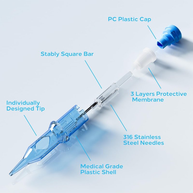 Tattoo Cartridges Needles, 20Pcs Tattoo Needles #10 Bugpin 11 Round Liner with Membrane Disposable Cartridges Tattoo Needles Long Taper for Permanent Makeup Tattoo Supplies (1011RLL)