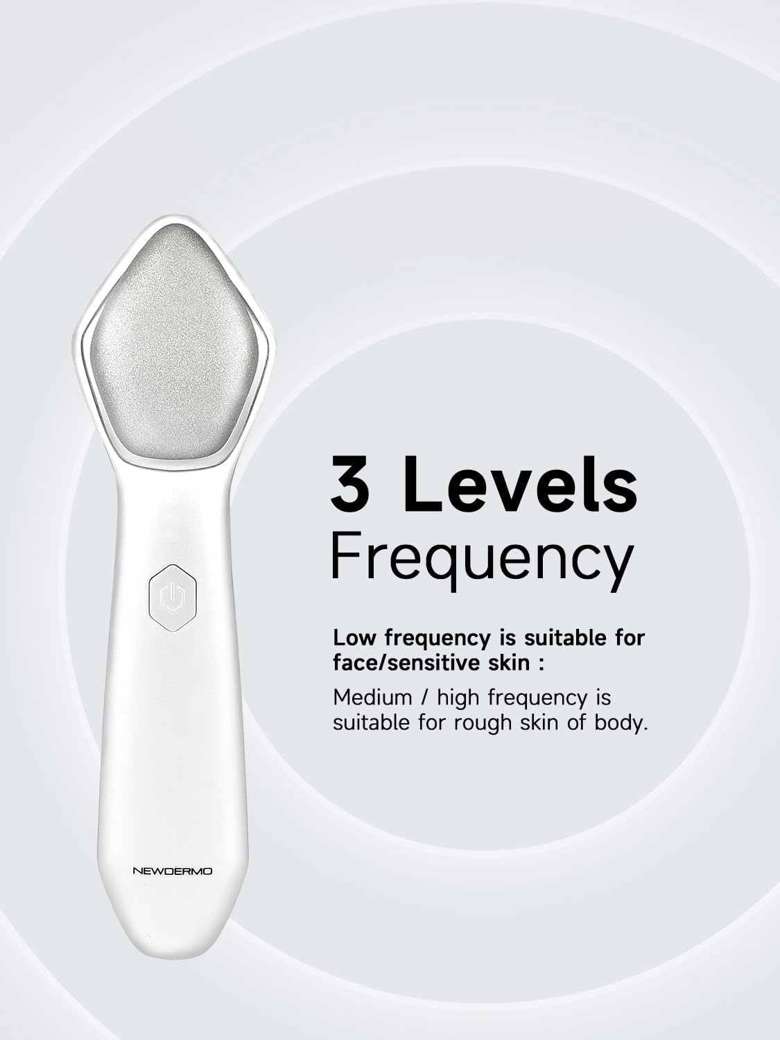 NEWDERMO Microdermabrasion Machine Pro, Large Diamond Electric Microdermabrasion Wand Tool With 3 Levels Frequency for Face Body Exfoliate Skin Care(White)