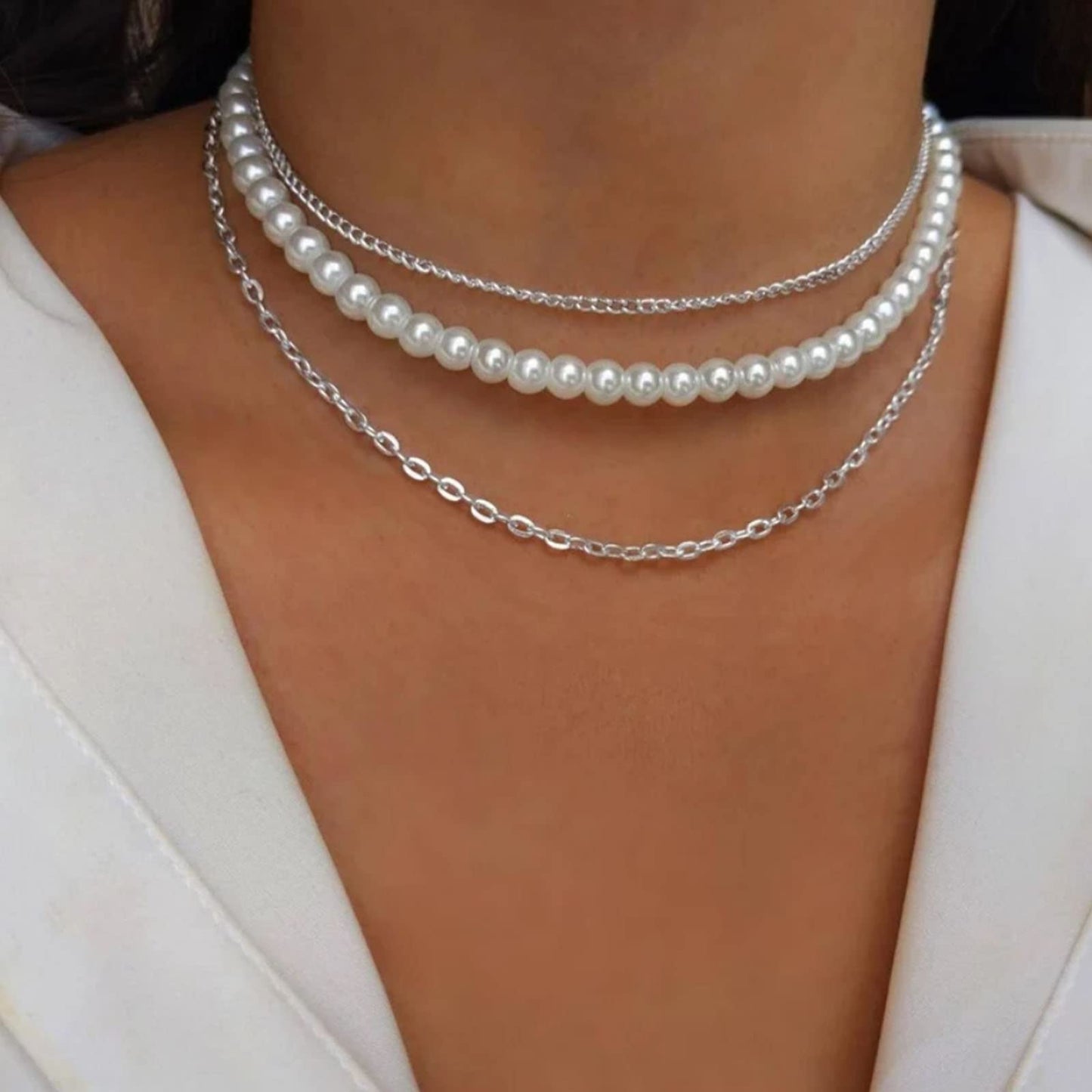 Luxval Pearl Necklaces Choker for Women,Cream White Pearl Jewelry, 14K Gold Plated Handmade Dainty Toggle Clasp Necklace for Women Jewelry Gifts
