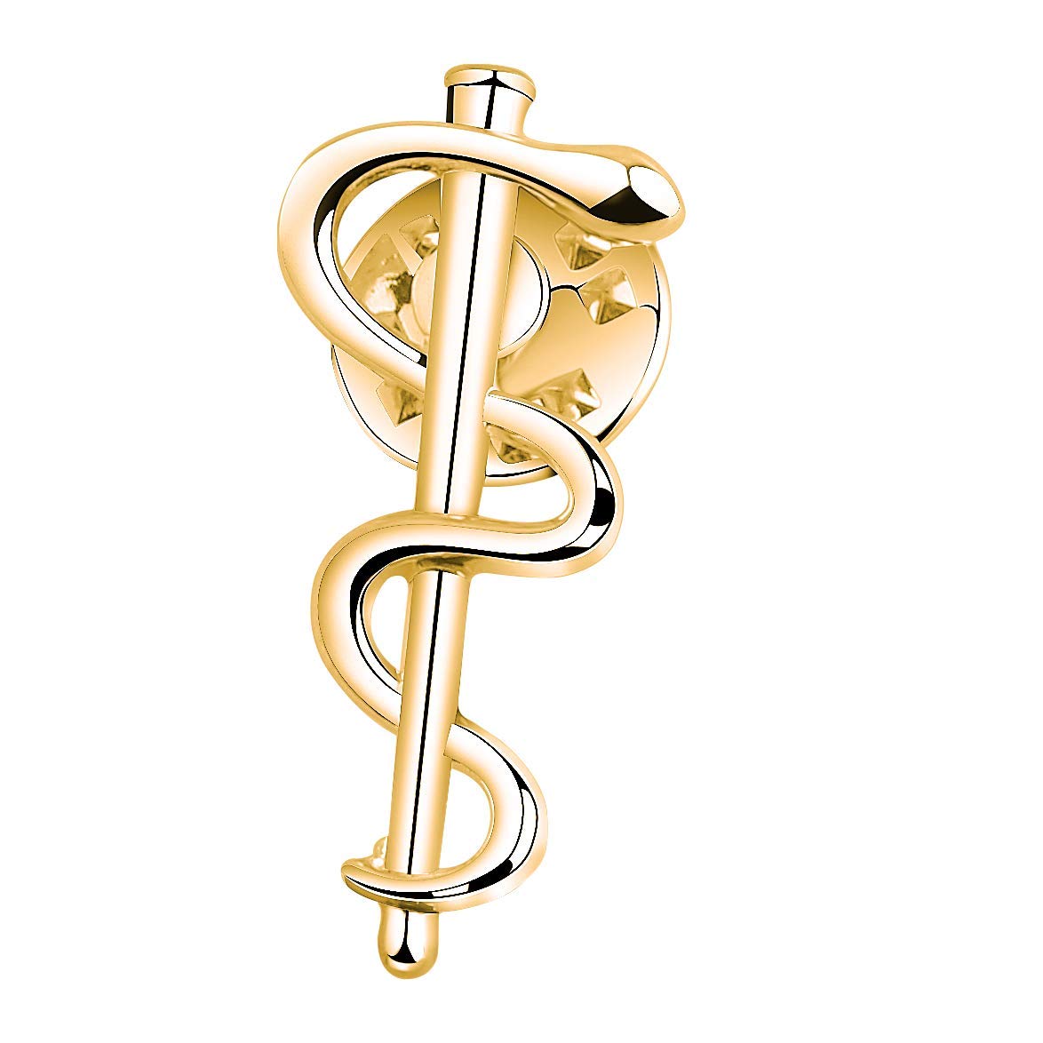 Zuo Bao Medical Jewelry Wand Brooch Label Pin Emblem Pin Medicine Snake Caduceus Nursing Gift for Doctor Nurse Therapeutist (Gold)
