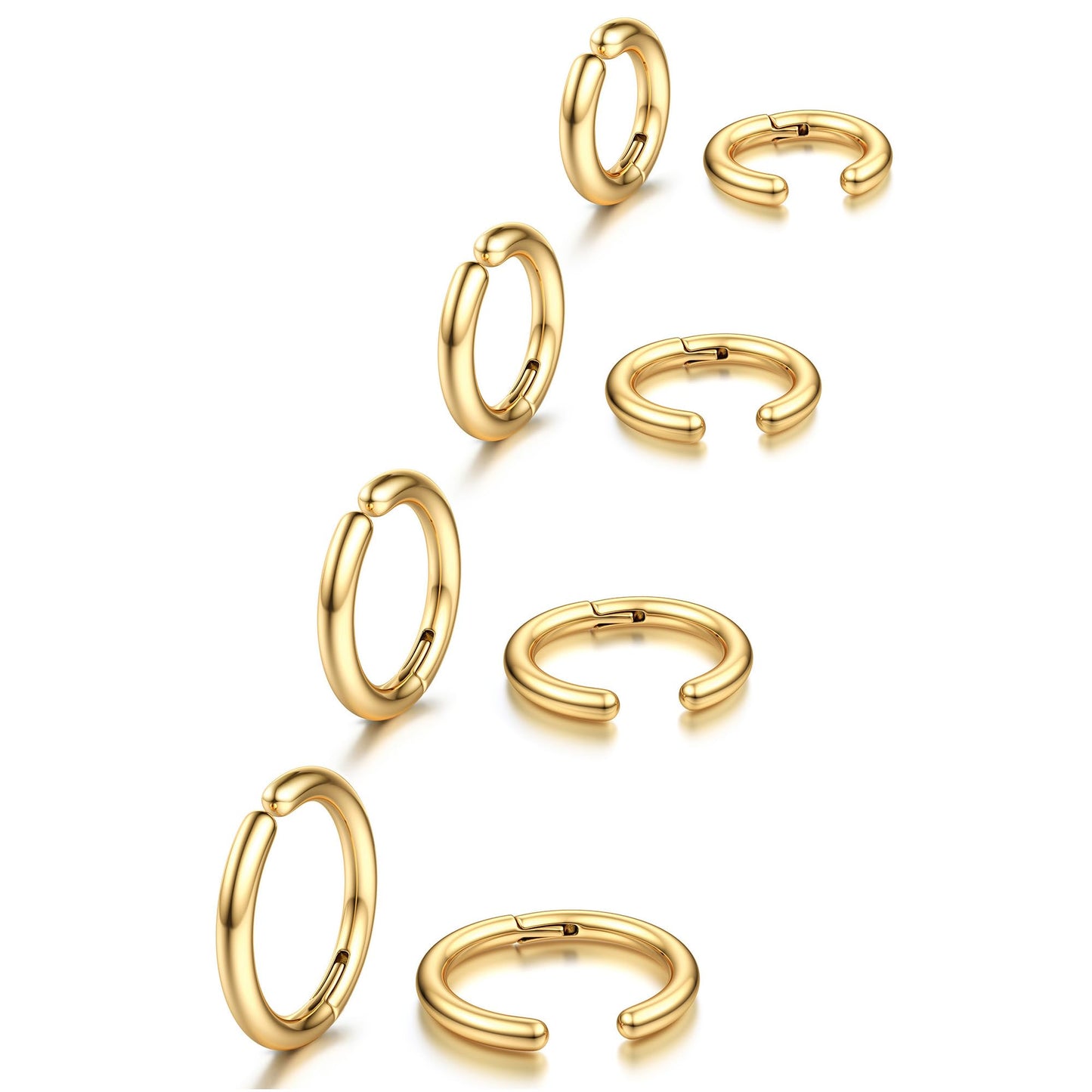 YADOCA 8 Pieces Clip On Earrings For Men Women Non-Piercing Fake Stainless Steel Clip On Hoop Earring Cool Earrings Ear Clips Set for Gifts