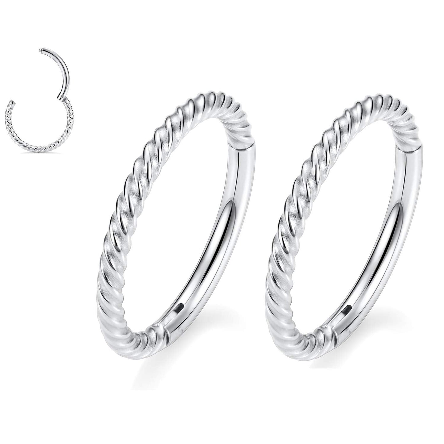 Nose Piercing Nose Rings 16 Gauge Nose Ring Hoop Earrings Silver Septum Ring Nose Hoop 16g Cartilage Earring Septum Clicker Lip Rings Helix Earring Rook Earrings 12mm Septum Jewelry Surgical Steel