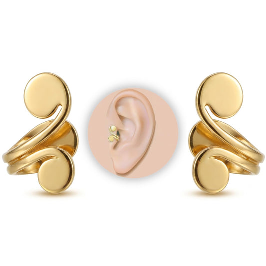 12mm Keloid Pressure Earrings for Women and Men | Clip on Compression Earring for Swelling Keloids | Acupressure Earrings for Her (Acupressure Gold)