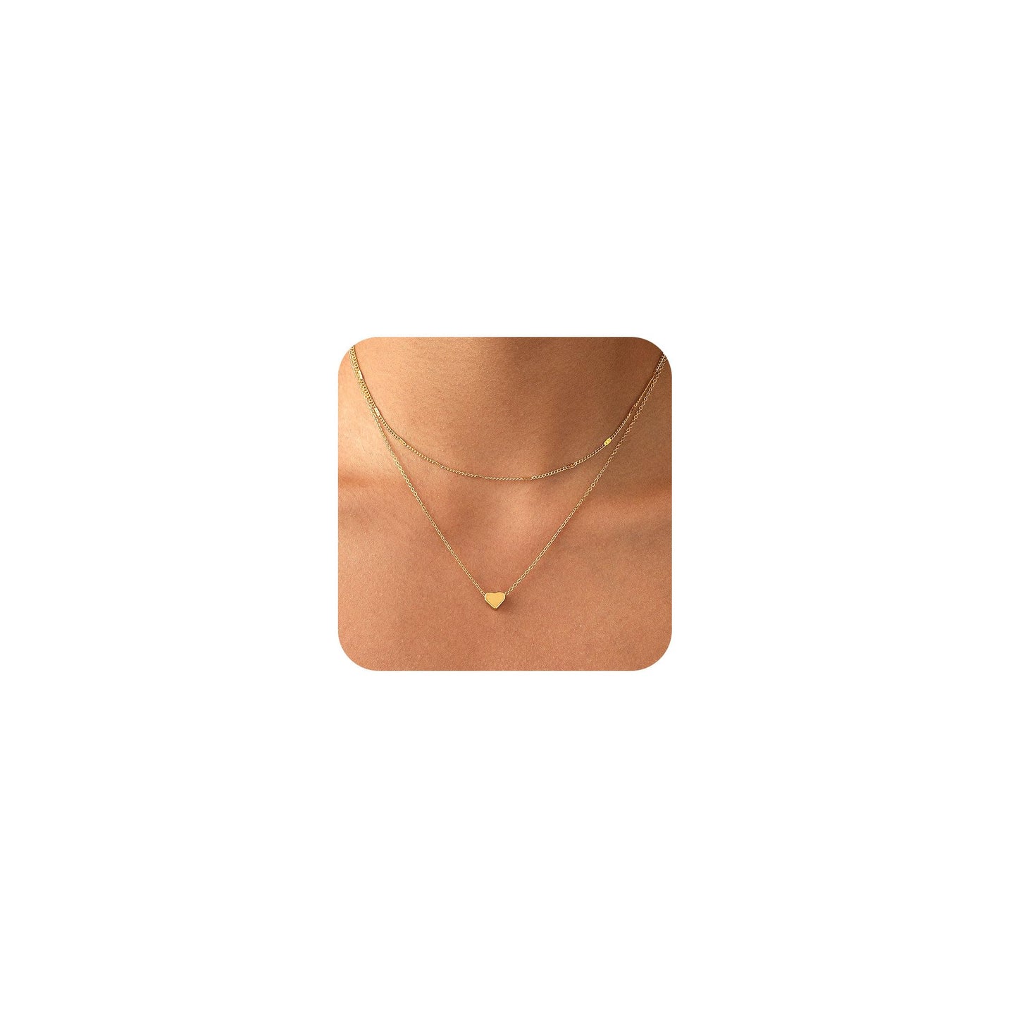 Hothrty Gold Necklace for Women Dainty 14K Gold Plated layered Necklaces Delicate Love Puffy Heart Necklace Heart Pendant Necklace Cute Necklaces Festival Jewelry Gifts