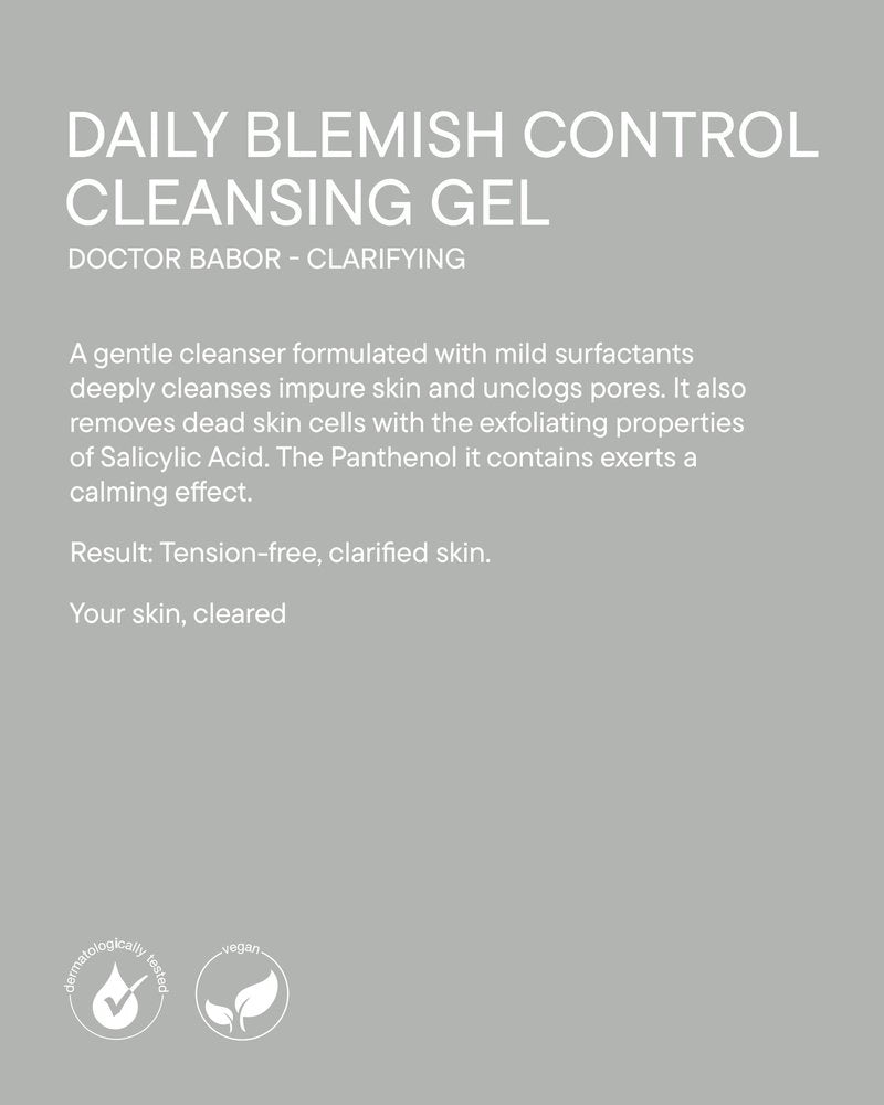 BABOR DOCTOR Daily Blemish Control Cleansing Gel with Salicylic Acid for Oily Skin, Deep Pore Cleanser to Help Reduce the Appearance of Blemishes
