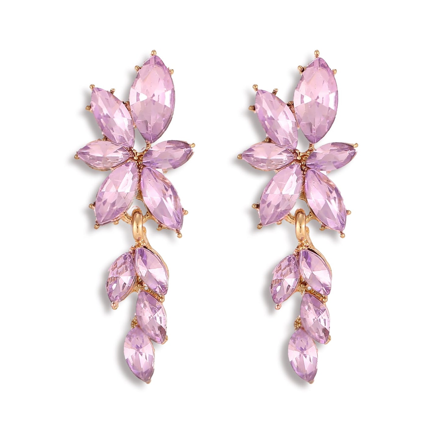 ATIMIGO Elegant Light Purple Rhinestine Dangle Earrings Cluster Crystal Wedding Bridal Earrings for Brides Bridemaids Formal Prom Summer Drop Earrings for Women