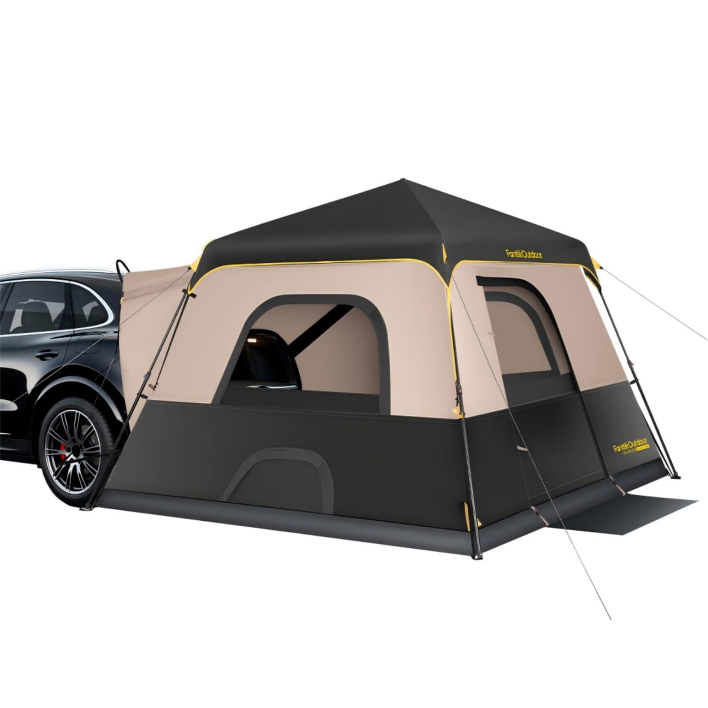 FanttikOutdoor Beta C6 Apex SUV Tent 6 Person Instant Cabin Car Tent Setup in 60 Seconds with Rainfly & Windproof Portable with Carry Bag for Family Camping, Upgraded Ventilation, Khaki