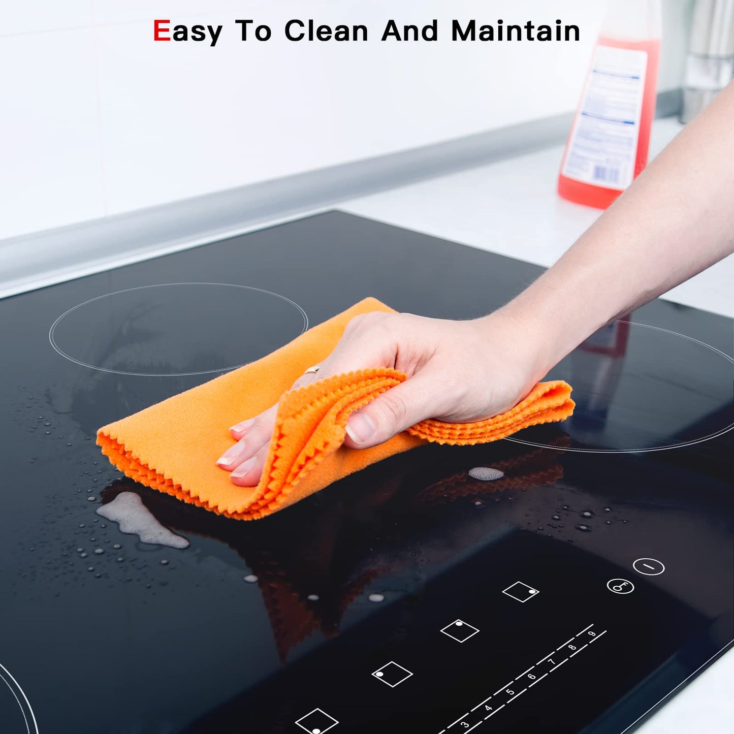 IsEasy 30-inch Induction Cooktop, 4 Burner Built-In Electric Cooktop, Drop-in Glass Cooker With Touch Control, 9 Power Levels, Child Safety Lock, Timer, 6800W
