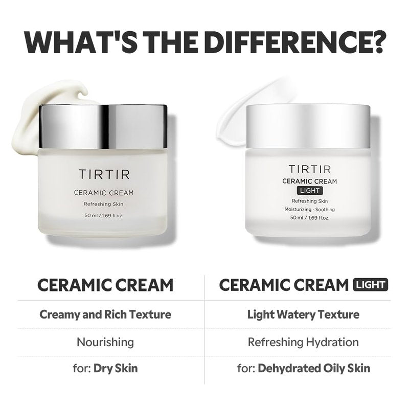 TIRTIR Natural Ceramide Cream | Deep moisturizer for Glass Skin, Polyglutamic acid, Centella Asiatica Extract, Skin barrier, Lightweight, Mild, Nature derived ingredients, Dry skin, Korean skincare